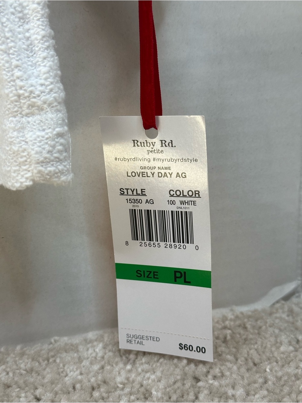 Ruby Rd. PL White Lace-Up Pullover Sweater - Picture 4 of 6